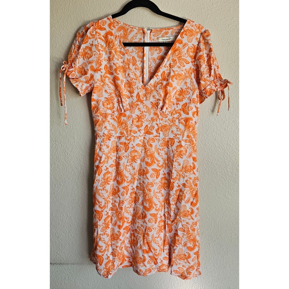 Francesca's Orange Floral Paisley Summer Dress Women's Size Medium NWT
